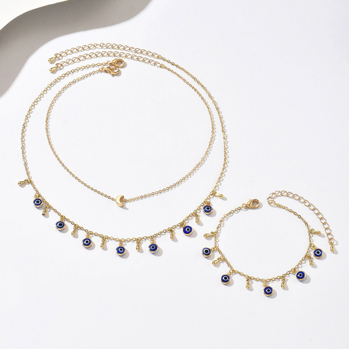 Elegant Devil's Eye Three Piece Jewelry Set For Women Featuring Glass Inlay And Alloy Material
