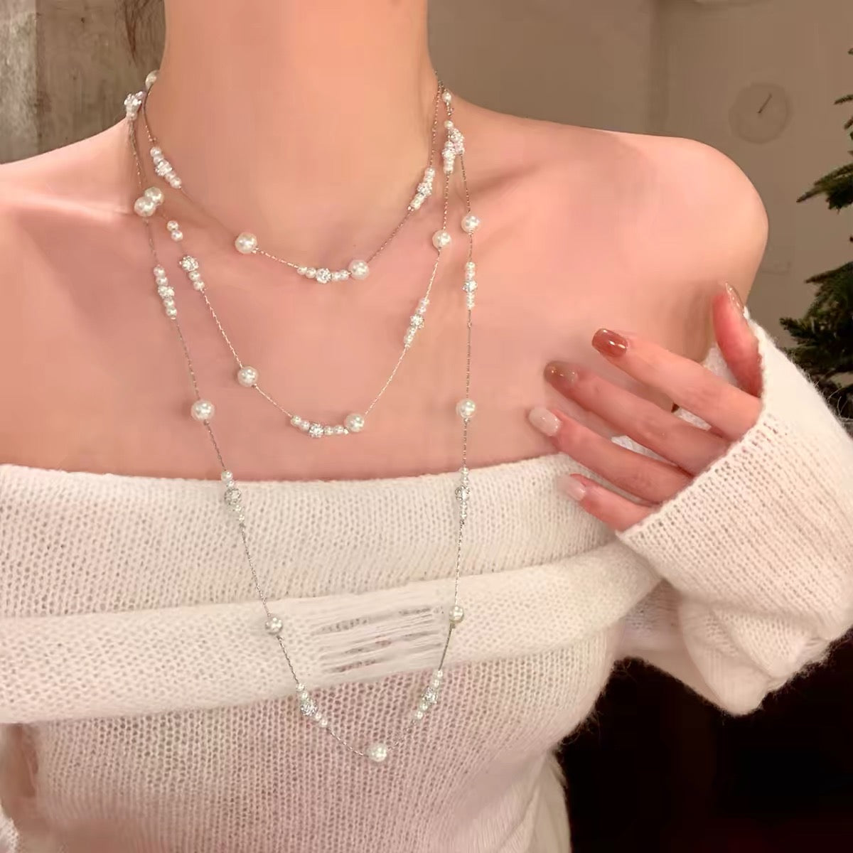 Long Waterproof Non Tarnish Alloy Necklace With Standard Chain