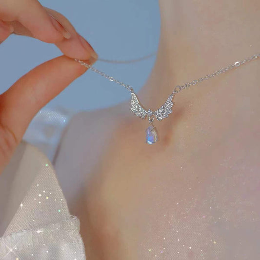 Fashion Angel Wings Water Droplets Alloy Inlay Rhinestones Women's Pendant