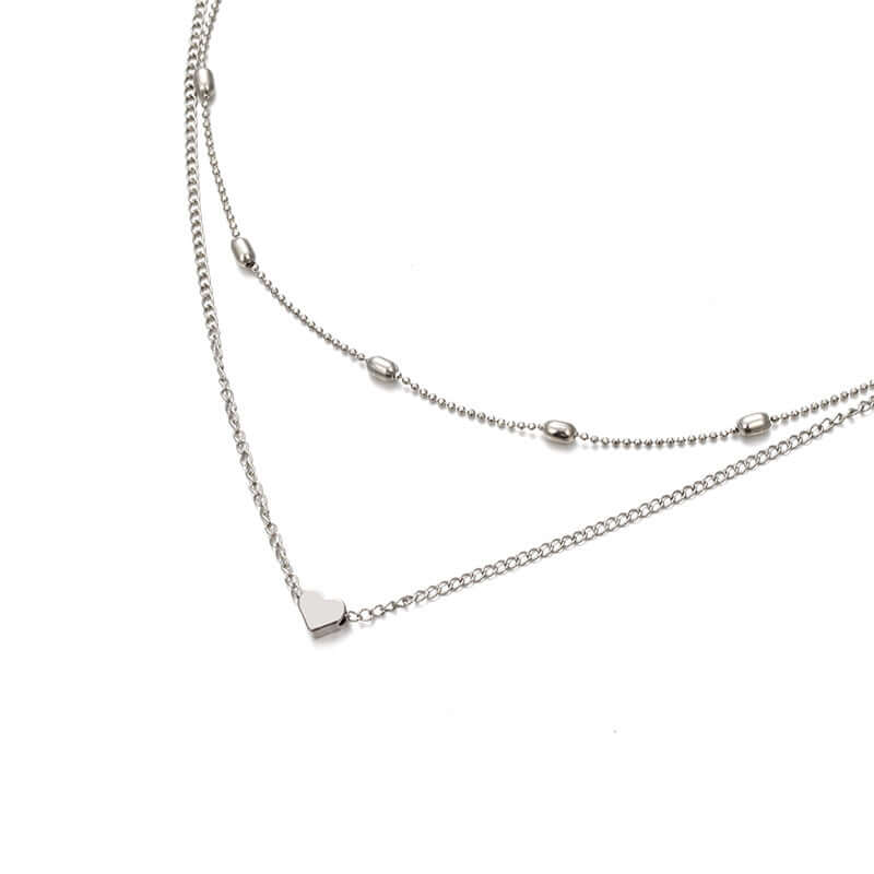 Women's Copper Heart Necklace | Simple Beaded Love Heart Pendant Jewelry