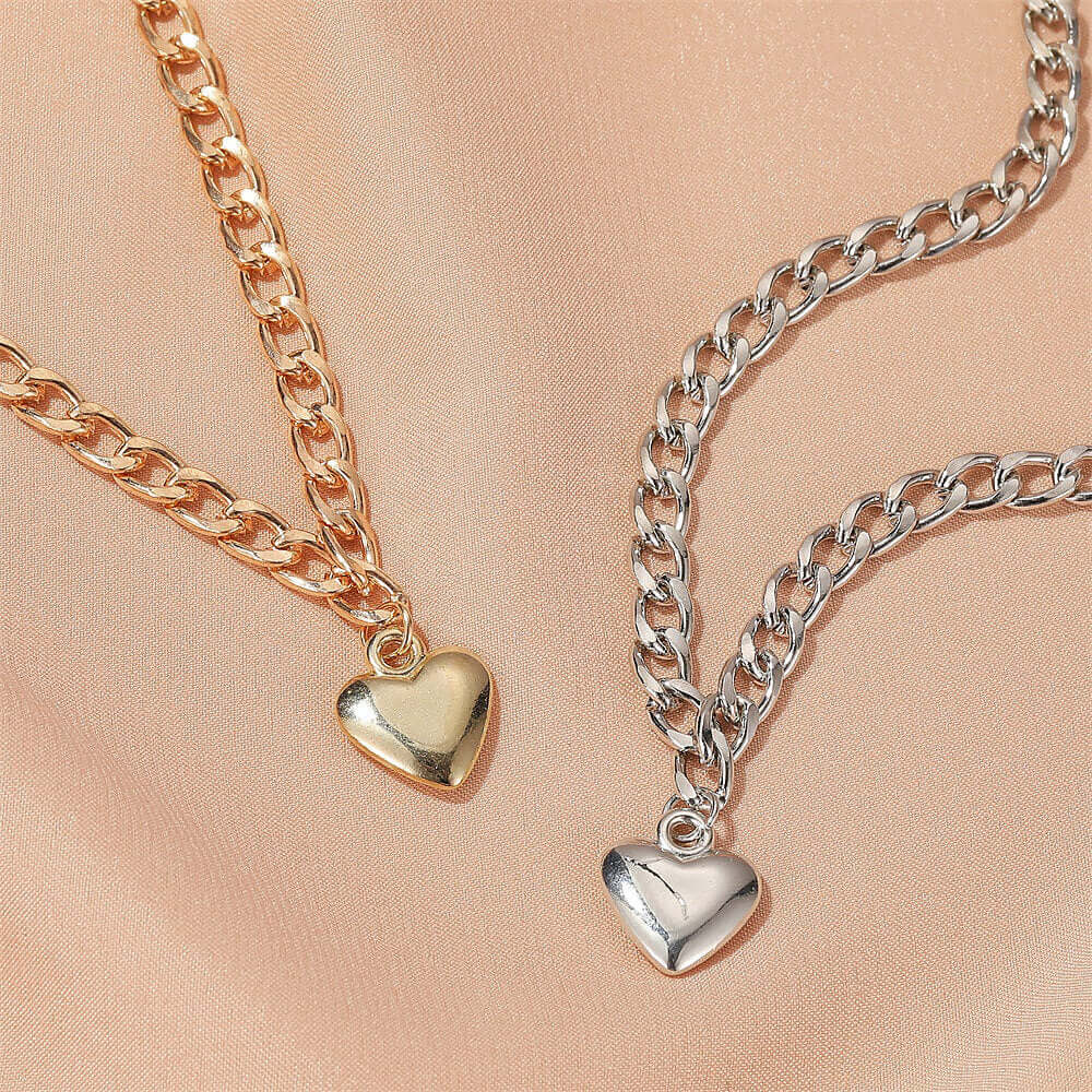 Gold Chunky Heart Chain Necklace