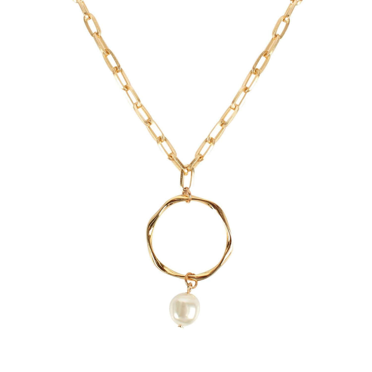 Aluminum Circle Link Choker – Gold-Plated Chunky O-Ring Punk Necklace