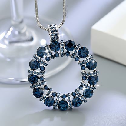Long Rhinestone Inlay Pendant, Stylish Alloy Sweater Chain