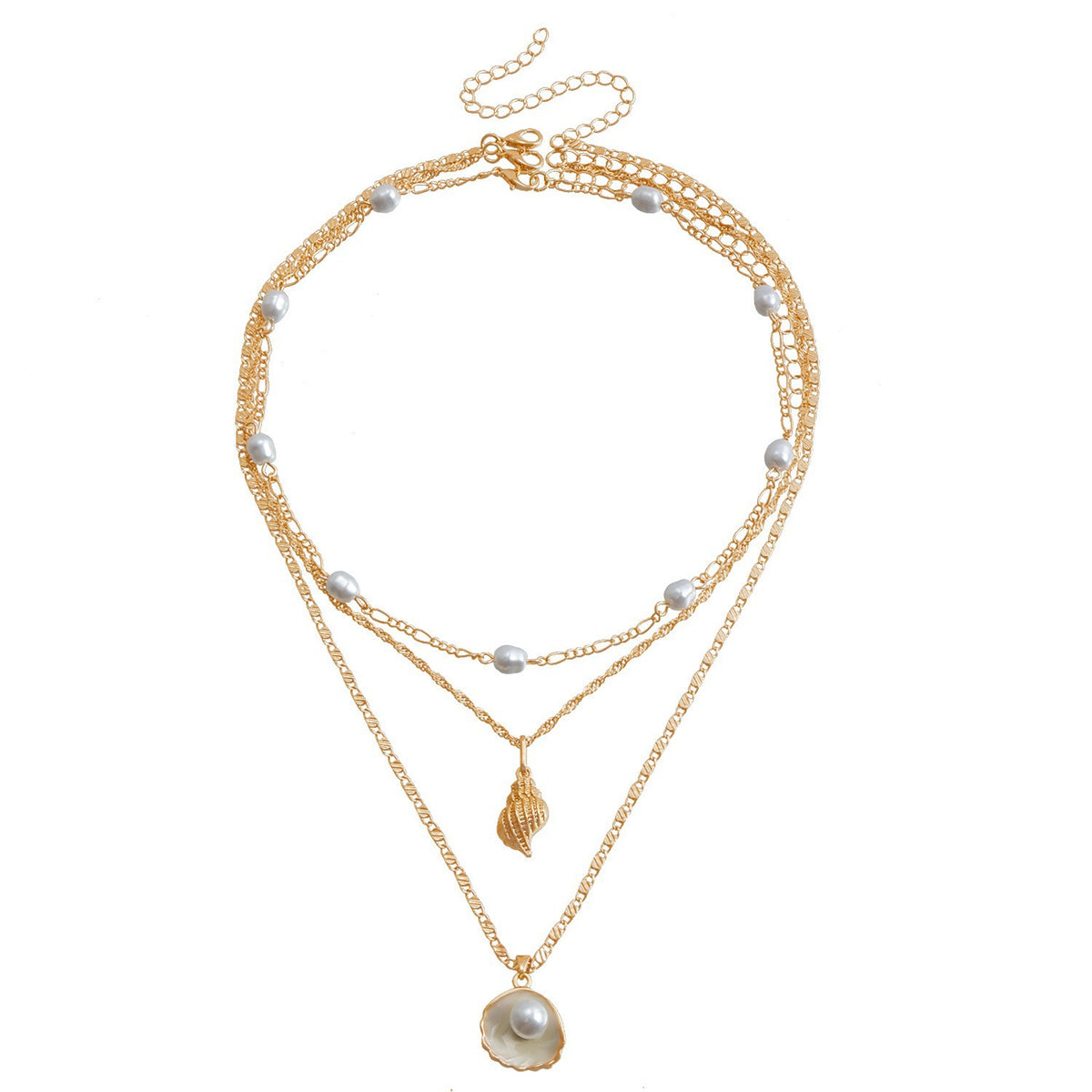 Layered Necklace With Unique Printing Design, Unisex Style For Everyday Wear (3 Pc)