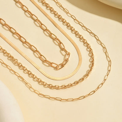 Beautiful 4-Piece Gold Plate Layered Necklace Set