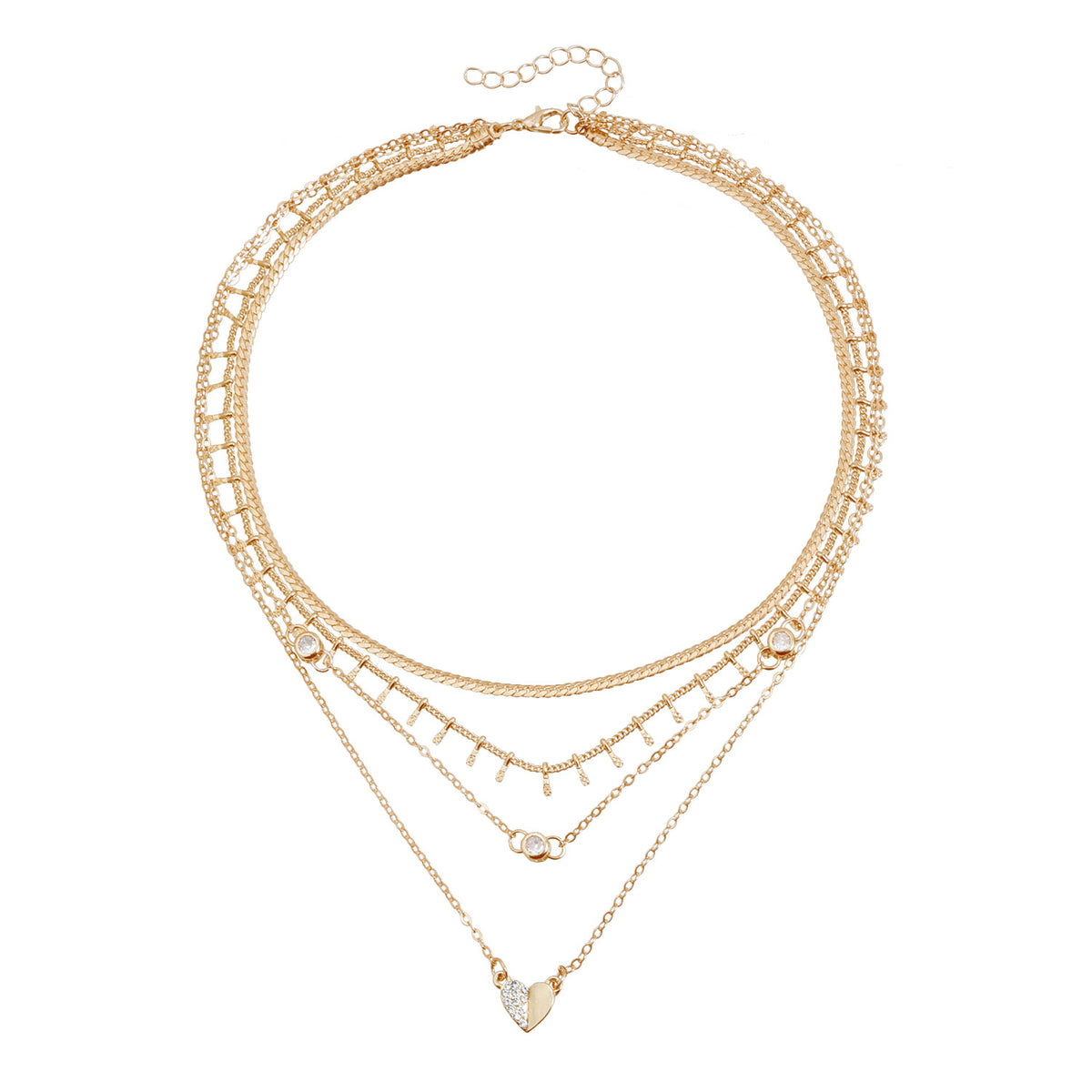 Tassel Chain Inlaid Diamond Heart Necklace For. Handmade Rhinestone, Unisex