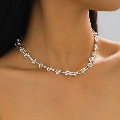 Silver Geometric Necklace & Bracelet Set