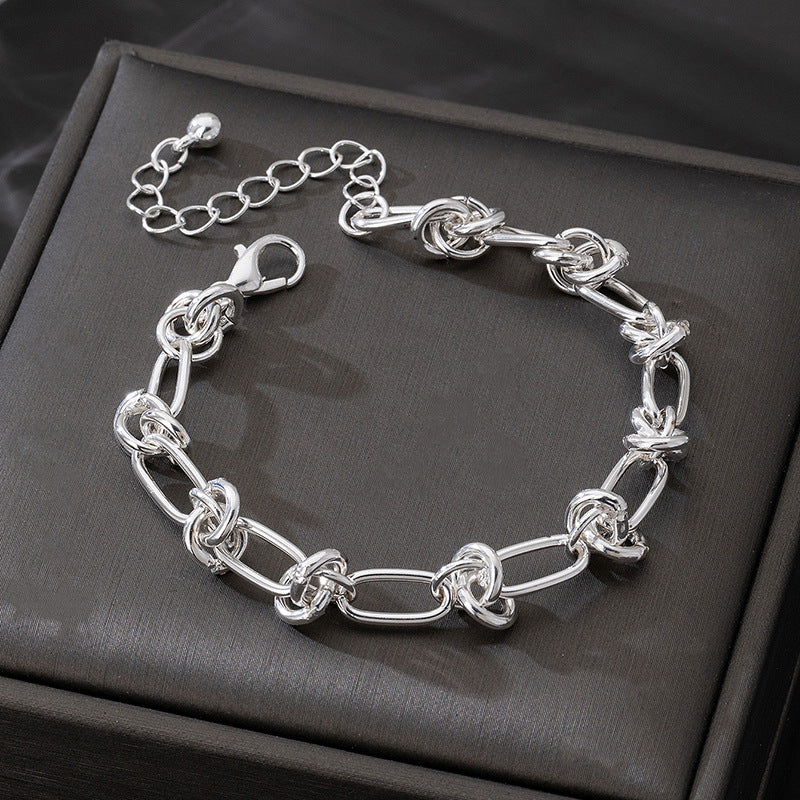 Silver Geometric Necklace & Bracelet Set