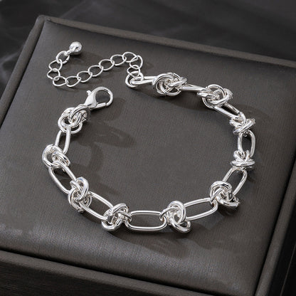 Silver Geometric Necklace & Bracelet Set