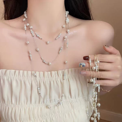 Long Waterproof Non Tarnish Alloy Necklace With Standard Chain