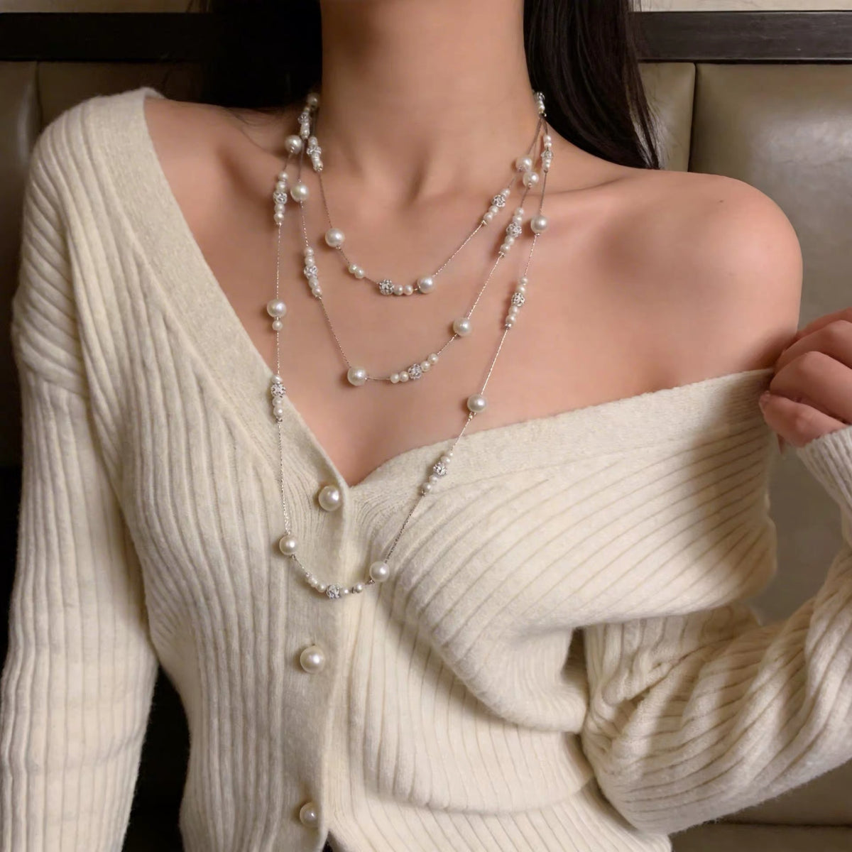 Long Waterproof Non Tarnish Alloy Necklace With Standard Chain