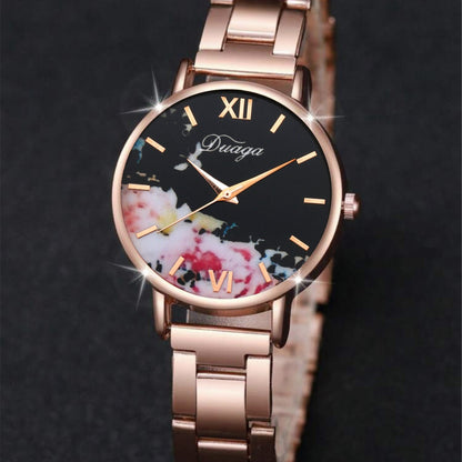 Rose Gold Quartz Watch & Bracelet Jewelry Set