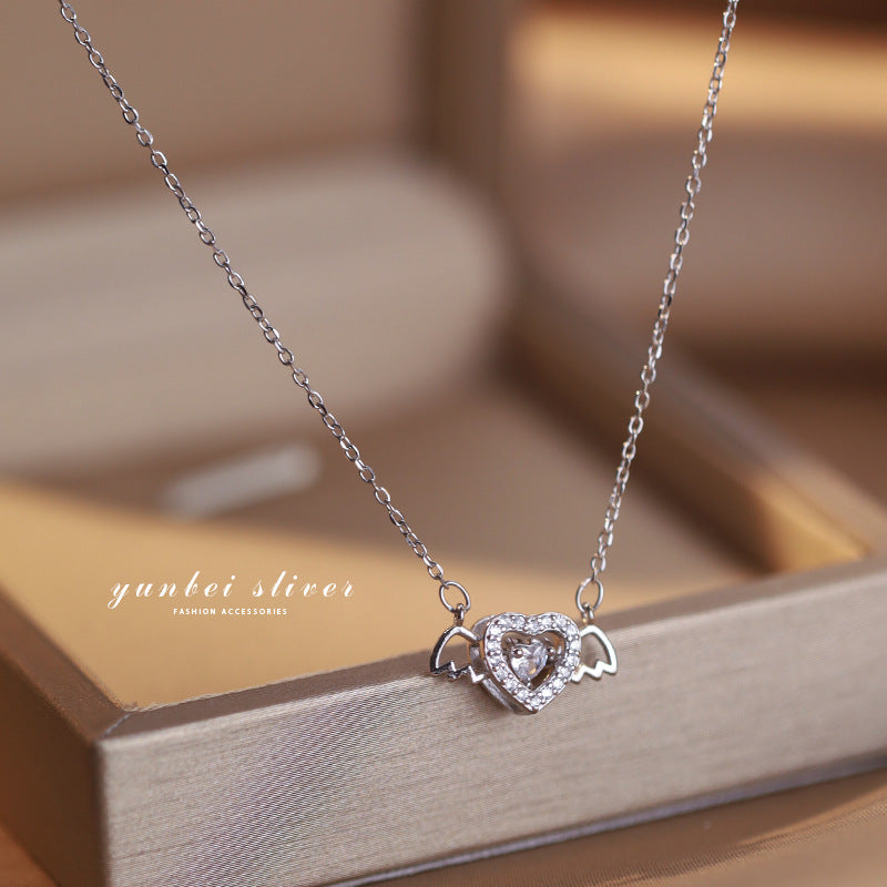 Heart Shape Silver Necklace For Teens. Simple Style, Platinum Plated
