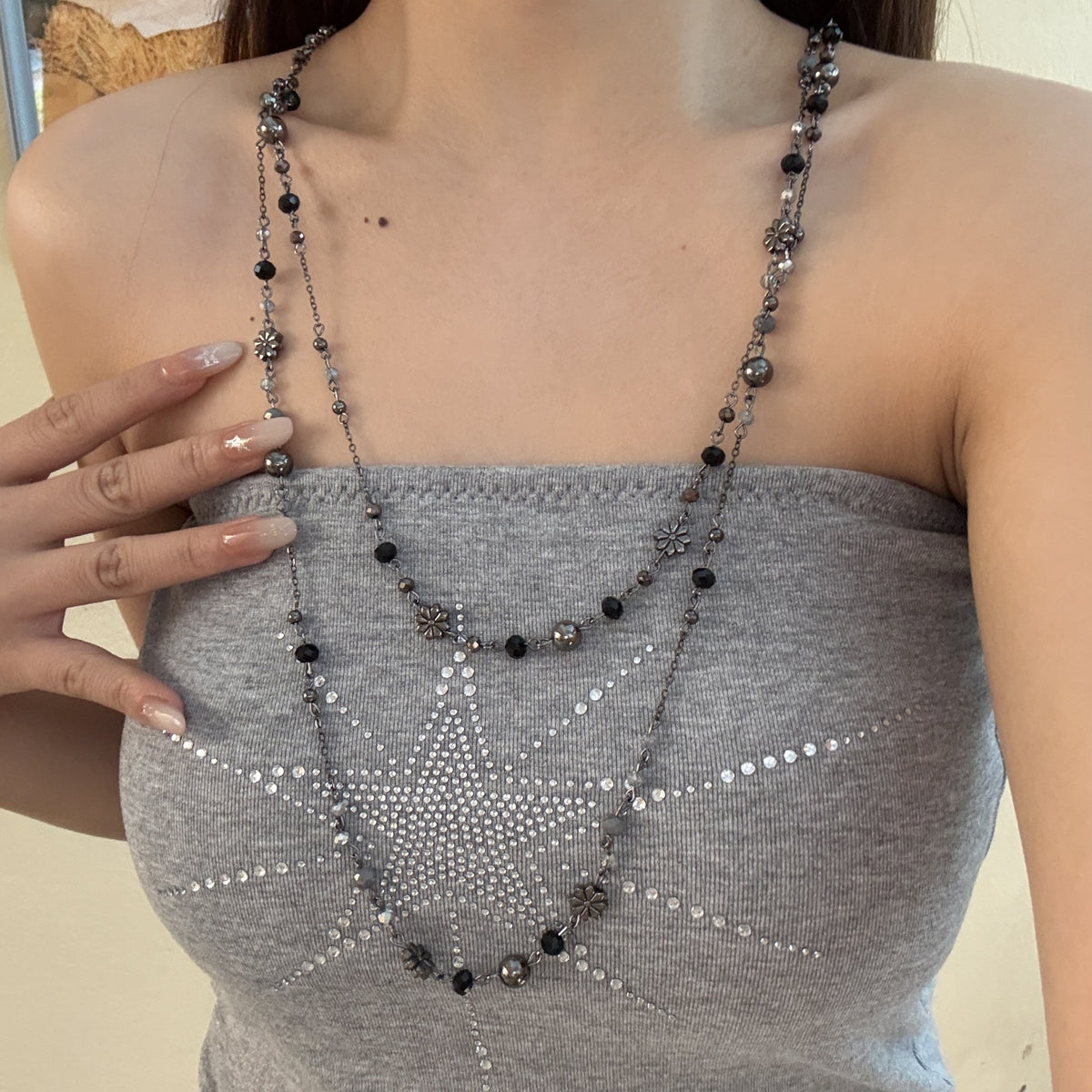 Long Necklace For Women Featuring Beading And Imitation Pearl