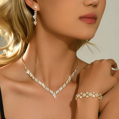 Star Jewelry Set For Women With Rhinestone Inlay