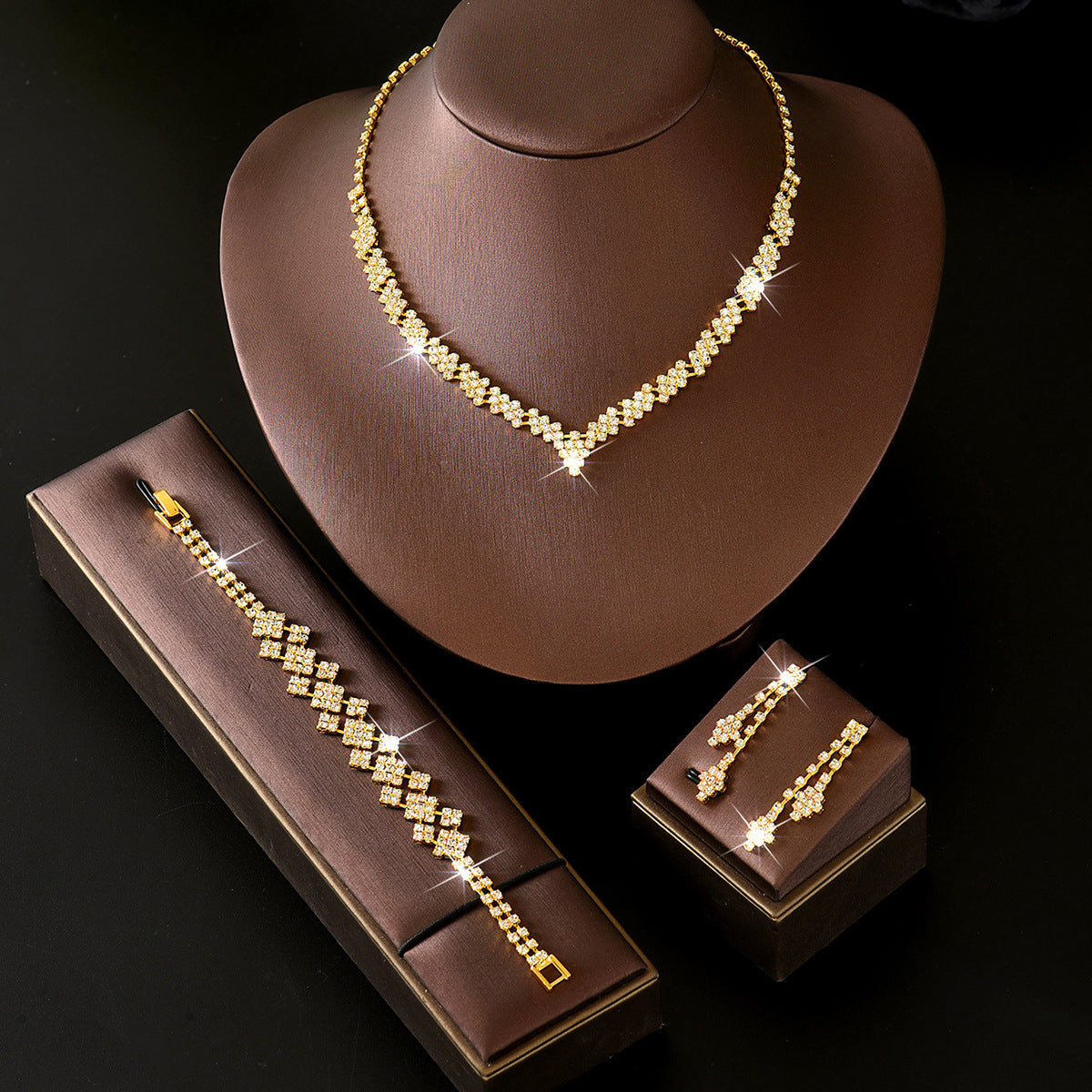 Star Jewelry Set For Women With Rhinestone Inlay