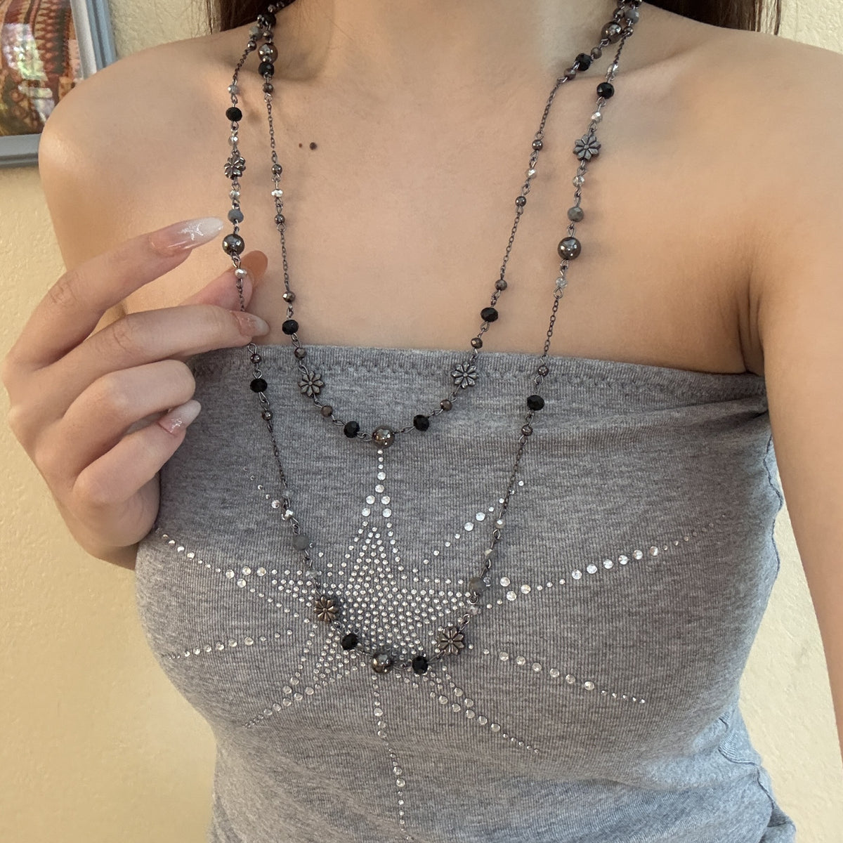 Long Necklace For Women Featuring Beading And Imitation Pearl