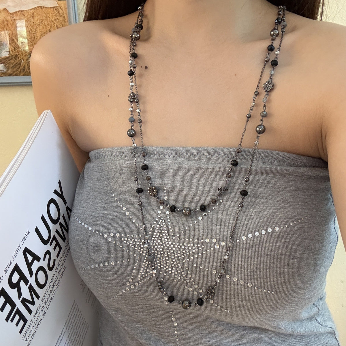 Long Necklace For Women Featuring Beading And Imitation Pearl
