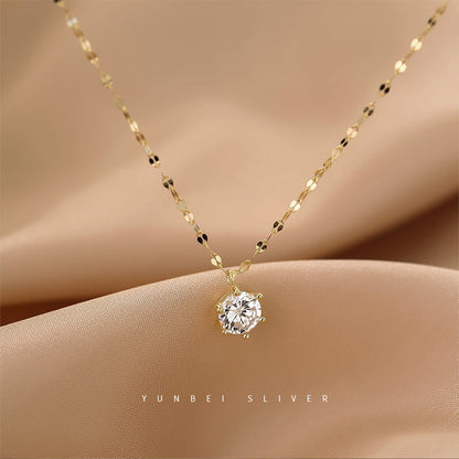Sparkly Gold Pastoral Necklace With Copper Pendant And Zircon Inlay. Great for Teens!