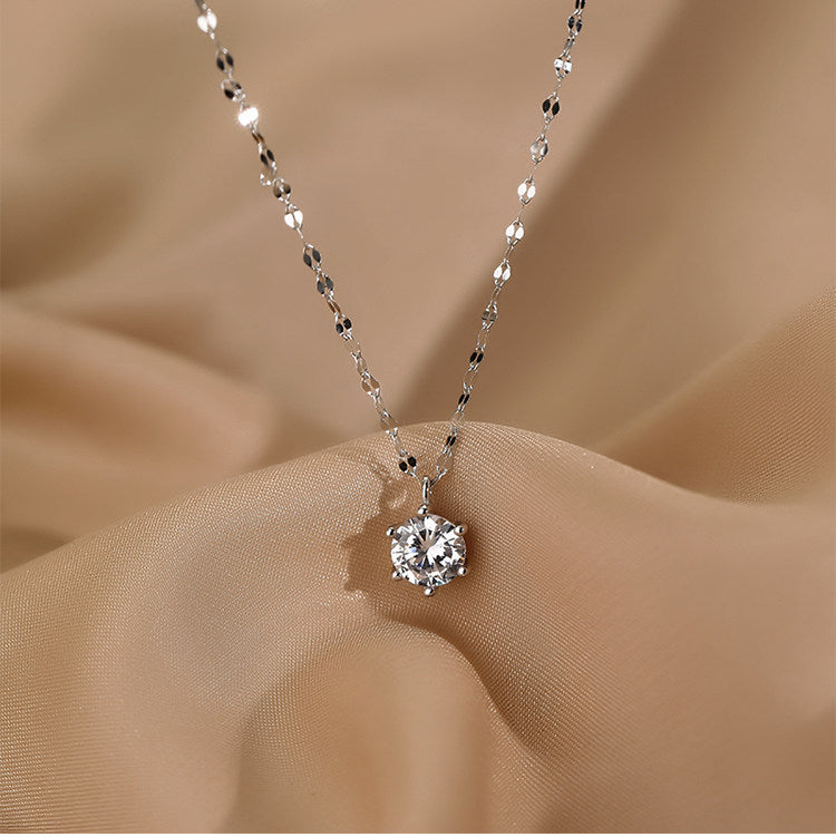 Sparkly Gold Pastoral Necklace With Copper Pendant And Zircon Inlay. Great for Teens!