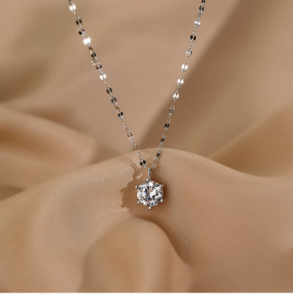 Sparkly Gold Pastoral Necklace With Copper Pendant And Zircon Inlay. Great for Teens!