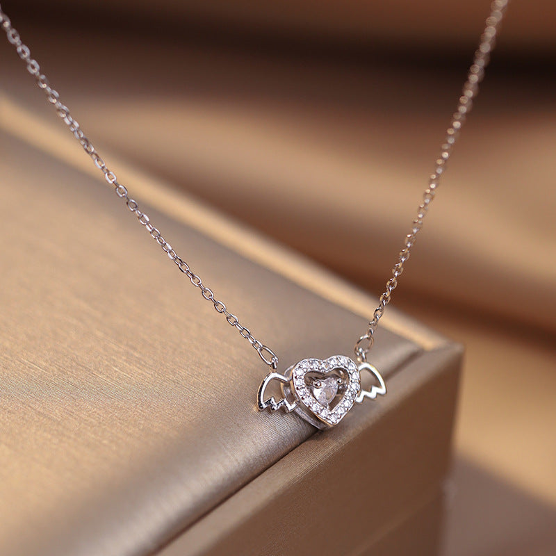 Silver Heart & Wing Necklace