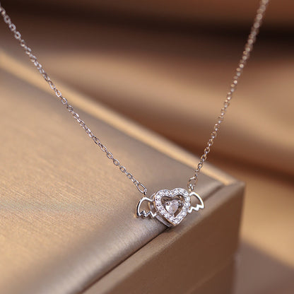 Silver Heart & Wing Necklace