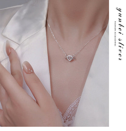 Heart Shape Silver Necklace For Teens. Simple Style, Platinum Plated