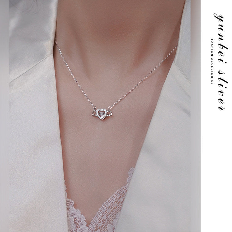 Silver Heart & Wing Necklace