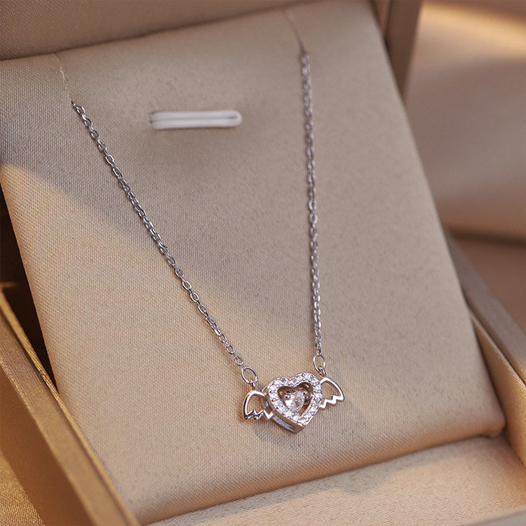 Heart Shape Silver Necklace For Teens. Simple Style, Platinum Plated