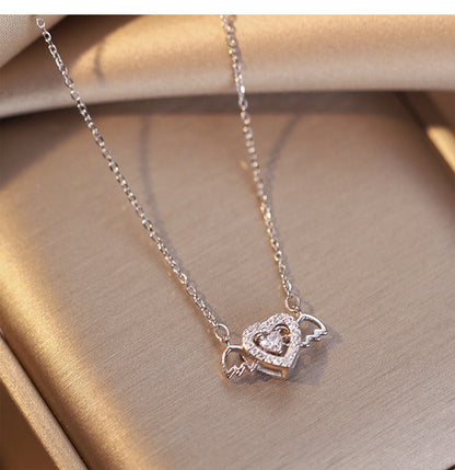Heart Shape Silver Necklace For Teens. Simple Style, Platinum Plated