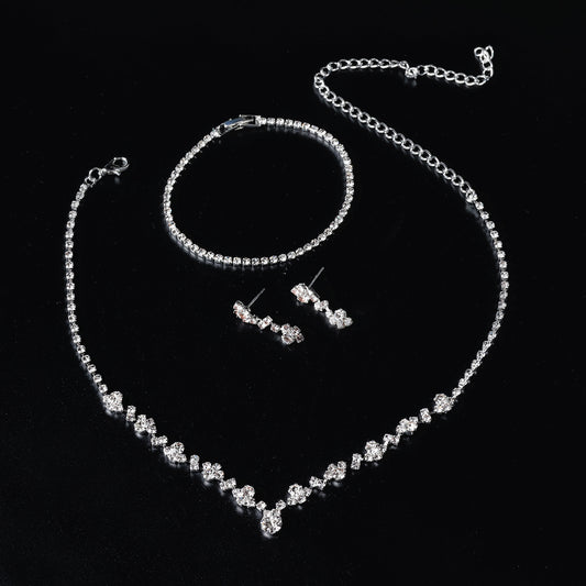 Sweet Cross Jewelry Set For Women Featuring Rhinestones