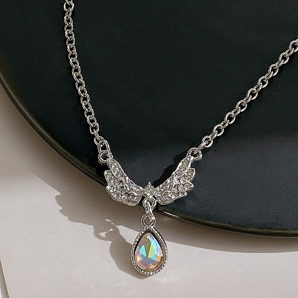 Fashion Angel Wings Water Droplets Alloy Inlay Rhinestones Women's Pendant
