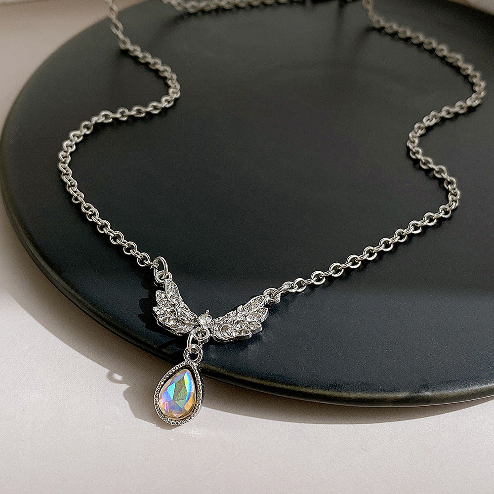 Fashion Angel Wings Water Droplets Alloy Inlay Rhinestones Women's Pendant