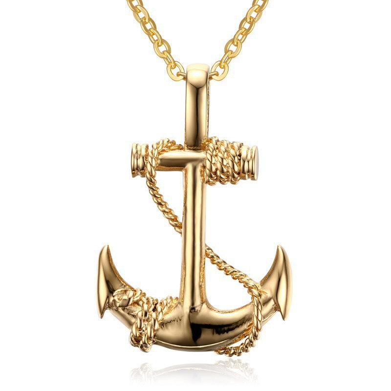 Hip-Hop Anchor Stainless Steel Alloy Plating Men's Necklace