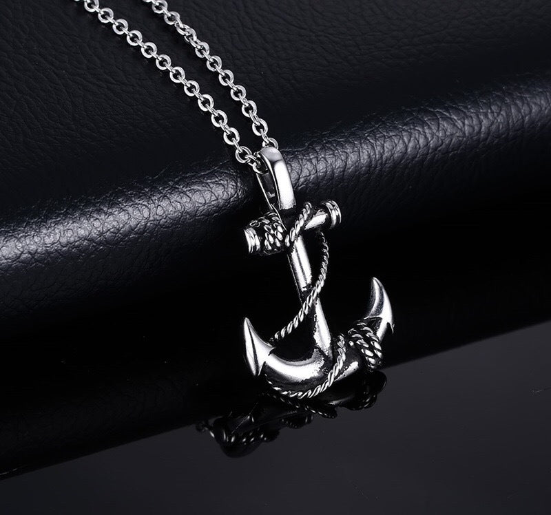 Hip-Hop Anchor Stainless Steel Alloy Plating Men's Necklace