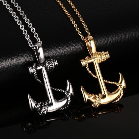 Hip-Hop Anchor Stainless Steel Alloy Plating Men's Necklace
