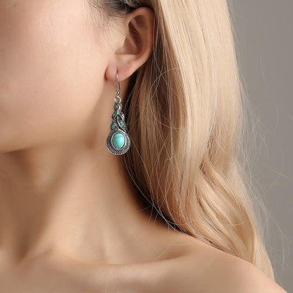 Retro Turquoise Jewelry Set – Southwestern Blue Crystal Accessories