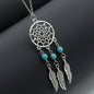 Boho Turquoise Necklace – Tassel Feather Dreamcatcher Beach Jewelry