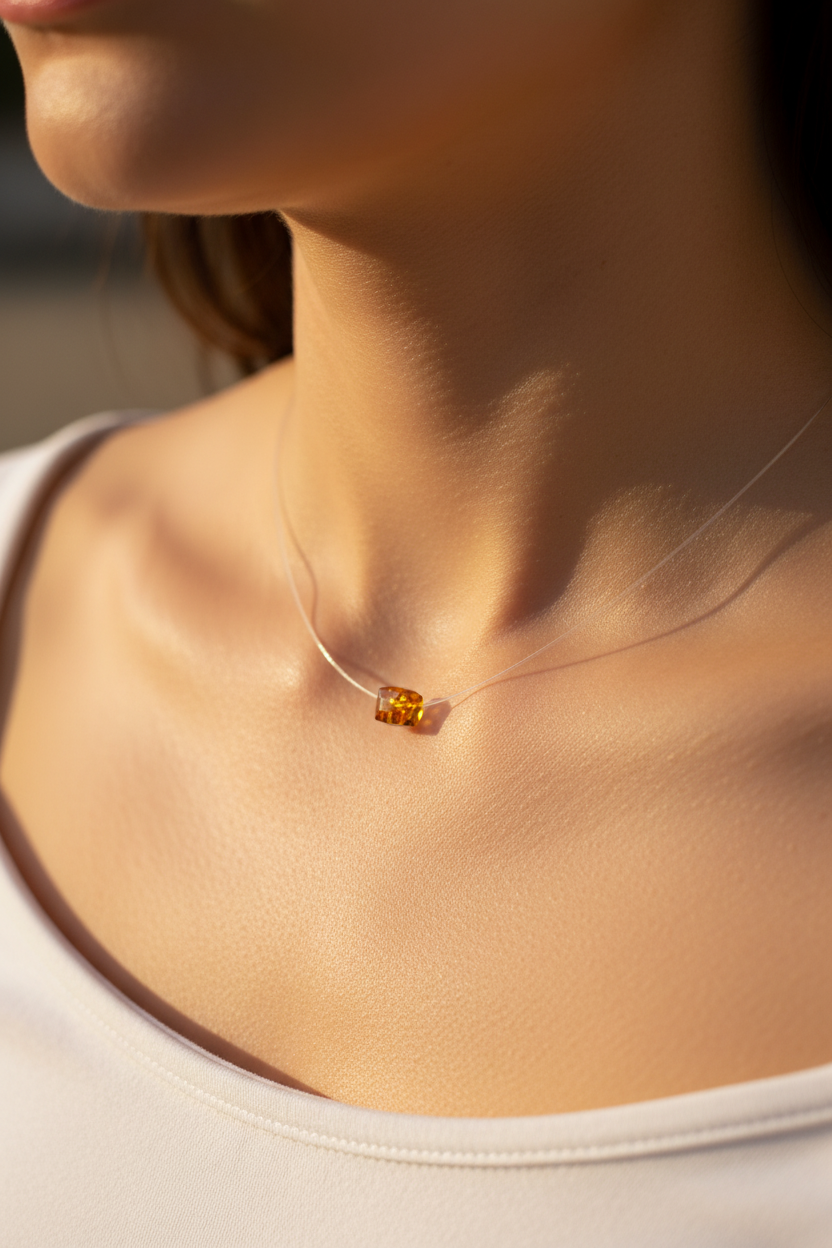 Brown Illusion Cube Choker Necklace