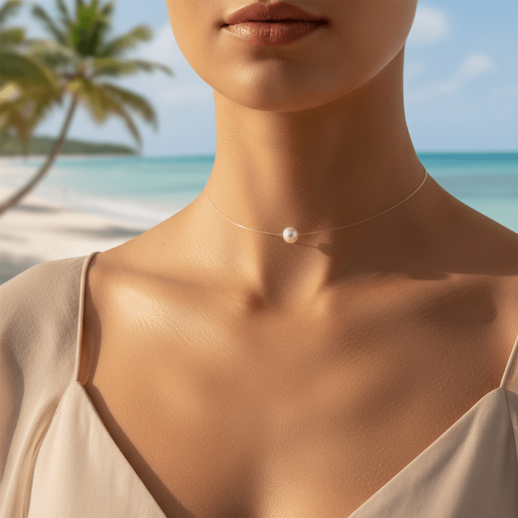 Floating Pearl Choker - Front View