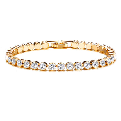 14K Gold-Plated Tennis Bracelet | Diamond Stackable Jewelry