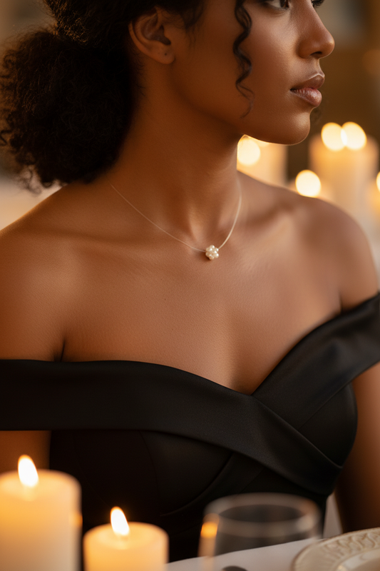 Pearl Flower Invisible Necklace - Jamaican Woman First Date