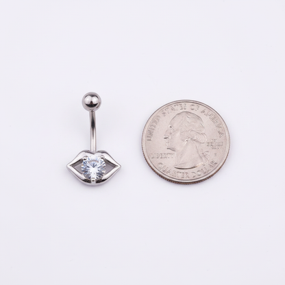 Zircon Belly Ring Size Comparison with Quarter