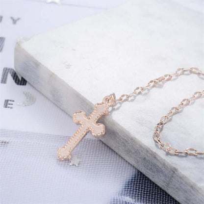 Gold Cross Lariat Necklace
