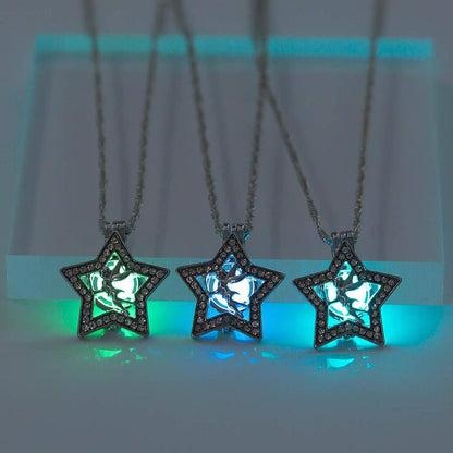 Jersey Shore Jewelry Five pointed Star Angel Diamond Pendant Luminous Alloy Necklace (sky blue) - WoW! Gotta Have It!