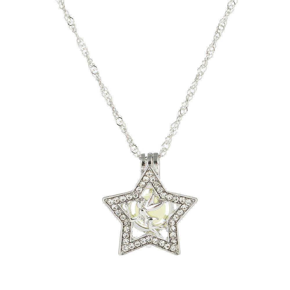 Jersey Shore Jewelry Five pointed Star Angel Diamond Pendant Luminous Alloy Necklace (sky blue) - WoW! Gotta Have It!