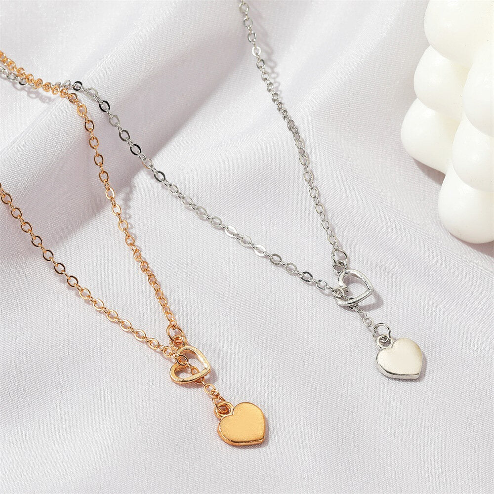 Fashion Long Heart Shaped Pendant Women's Necklace (Silver Only)