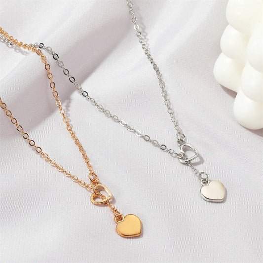 Fashion Long Heart Shaped Pendant Women's Necklace (Silver Only)