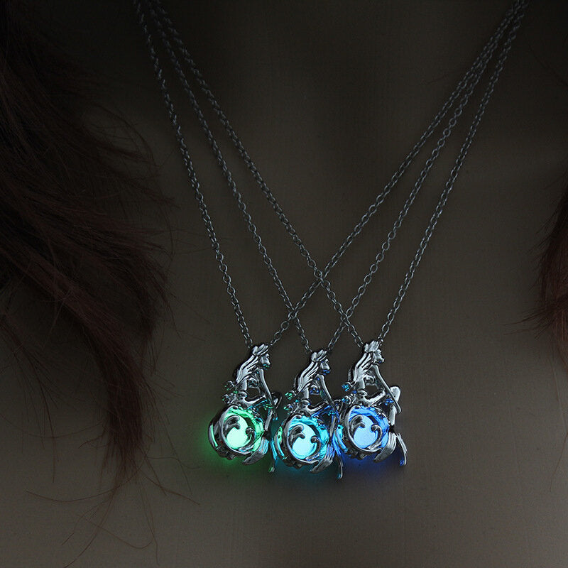 Luminous (blue) 19" Mermaid Pendant Necklace